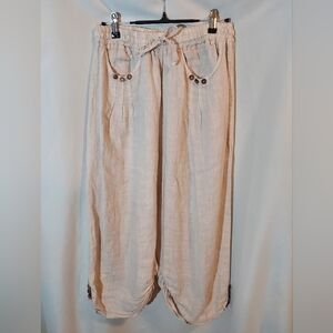 BEYOND CAPRI Italy 100% Linen Wide Leg Harem Lagenlook Pants - One Size